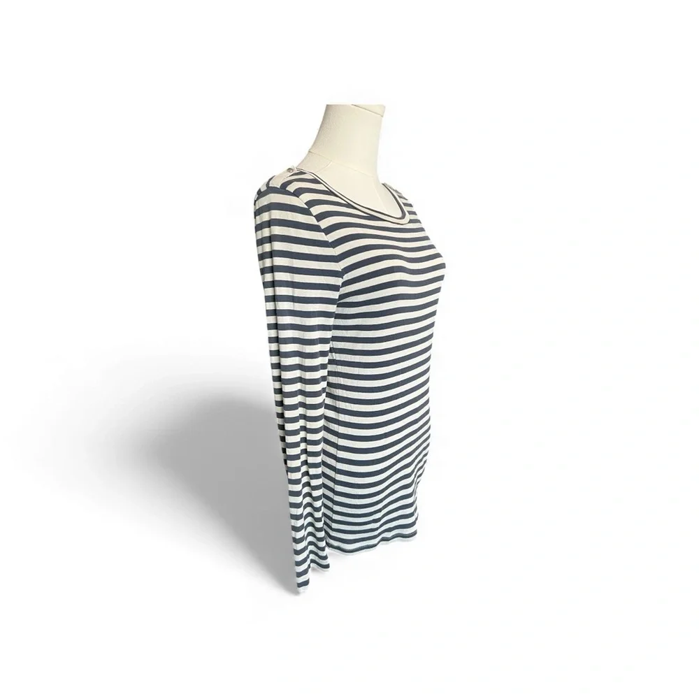 GUC J.Crew blue & cream striped long sleeve tee – size M - Picture 3 of 8